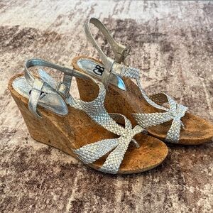Gianni Bini Silver Wedge Sandals